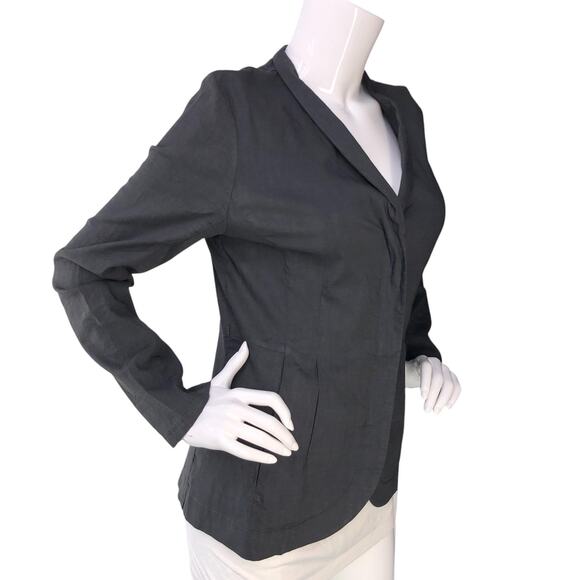 Eileen Fisher Blazer Womens M Charcoal Linen Blend Lightweight Jacket Stretch - Picture 10 of 14